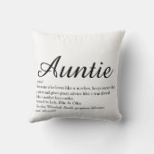 叔母叔母の定義ブラックとホワイトのシックなスクリプト クッション (裏面)