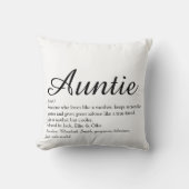 叔母叔母の定義ブラックとホワイトのシックなスクリプト クッション (正面)