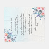 叔母姪カスタム引用文ブルーフローラ フリースブランケット (正面(横))