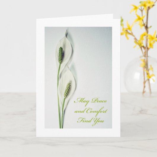 叔母悔やみや弔慰とPeace Lily in Soft Tones Card カード (黄色い花)