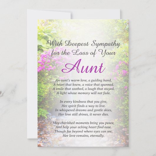 叔母悔やみや弔慰 カード (正面)