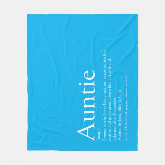 叔母最高の叔母叔母の定義スカイブルーおもしろい フリースブランケット (正面)