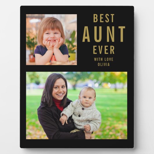 叔母最高のEver 2フォトコラージュ黒と金ゴールド フォトプラーク (正面)