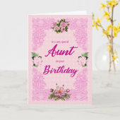 叔母誕生日とピンクローゼスカード カード (黄色い花)