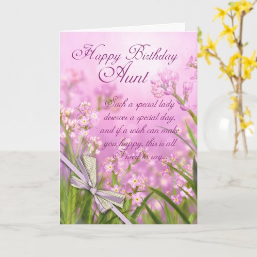 叔母誕生日カード – ピンクフェミニンフローラVer付き カード (黄色い花)