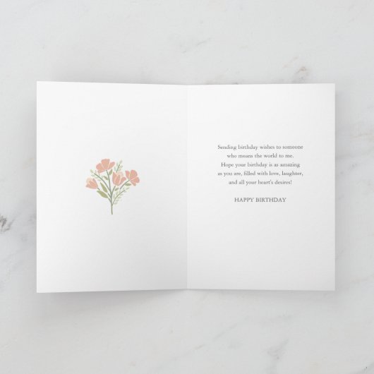 叔母誕生日ピンク花柄 カード (内部)