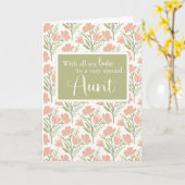 叔母誕生日ピンク花柄 カード (黄色い花)