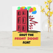 叔母誕生日フロントドアを閉める カード (黄色い花)