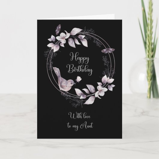 叔母誕生日鳥と蝶 カード (正面)