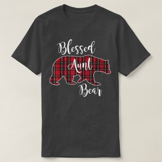 叔母賛美ベア赤タータンチェックプレイドおもしろい叔母ギフト Tシャツ (デザイン正面)