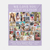 叔母30フォトコラージュパープル フリースブランケット (正面)