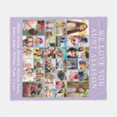 叔母30フォトコラージュパープル フリースブランケット (正面(横))