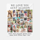 叔母30フォトコラージュ白 フリースブランケット (正面)