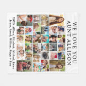 叔母30フォトコラージュ白 フリースブランケット (正面(横))