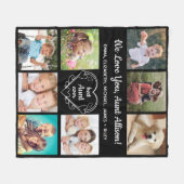 叔母8フォトコラージュ黒 フリースブランケット (正面(横))