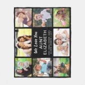 叔母8フォトコラージュ黒 フリースブランケット (正面)