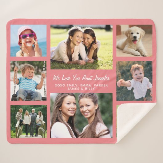 叔母8フォトコラージュ シェルパブランケット (正面(横))