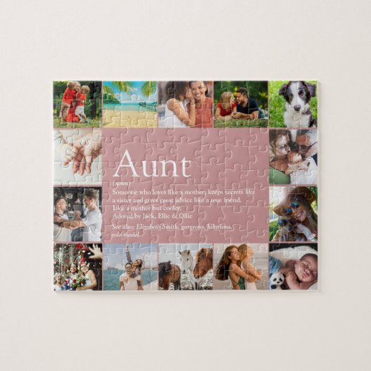 叔母、叔母の定義14フォトコラージュピンクおもしろい ジグソーパズル (横)