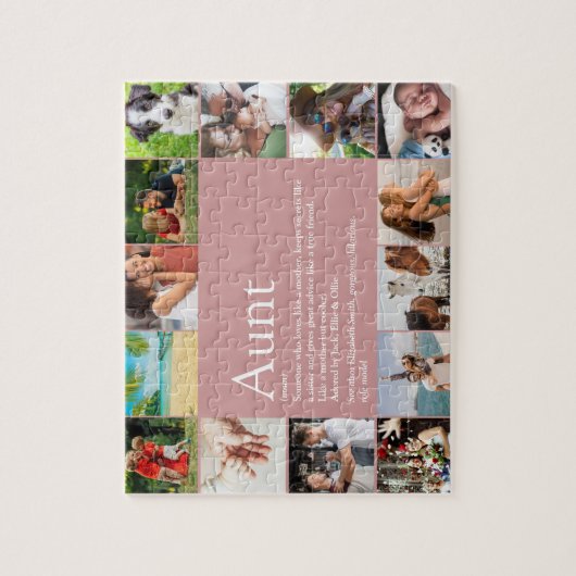 叔母、叔母の定義14フォトコラージュピンクおもしろい ジグソーパズル (縦)