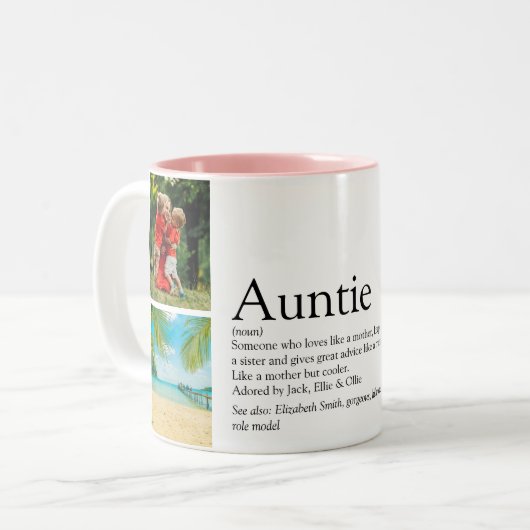 叔母、叔母の定義4フォトコラージュ ツートーンマグカップ (正面左)