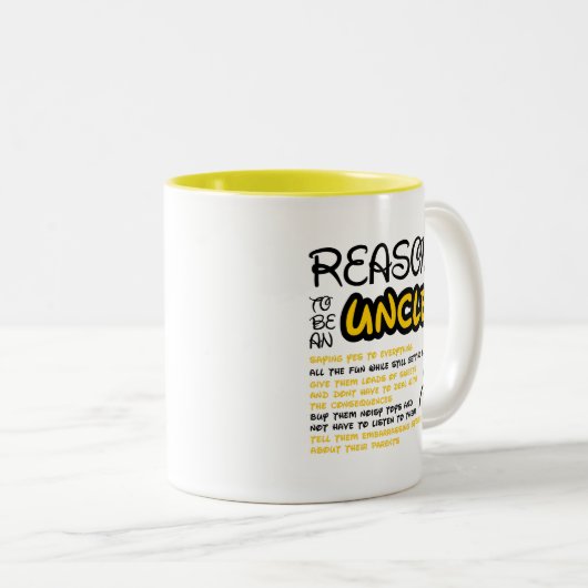 叔父さんがある黄色く黒くおもしろいな引用文の理由 ツートーンマグカップ (正面右)