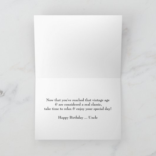 叔父さんのための青のChevyの古い誕生日 カード (内部)