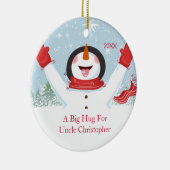 叔父さんのためのChristmas Snowman Ornament抱擁 セラミックオーナメント (右)
