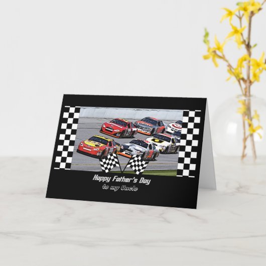 叔父さんの競争する市販車のための父の日は点検します カード (黄色い花)