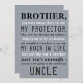 叔父さんへのPregnancy Announcement兄弟 案内状 (正面/裏面)