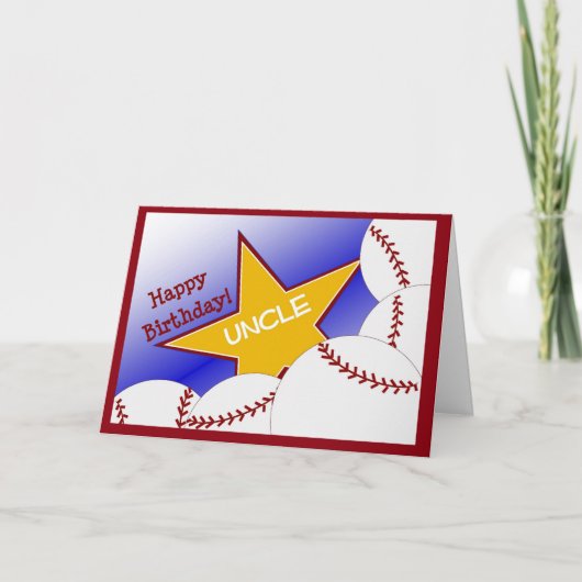 叔父さん-ハッピーバースデーの野球の愛情のある叔父さん カード (正面)
