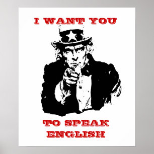 叔父さんSame Poster "私は英語"を話してほしいです ポスター