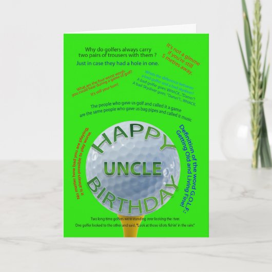叔父のゴルフジョークの誕生日カード カード (正面)