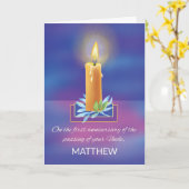 叔父の一周年記念ロウソクの紛失 カード (黄色い花)