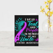 叔父の自殺を記憶してターコイズパープルを着用 自殺防止キャンペーン カード (黄色い花)