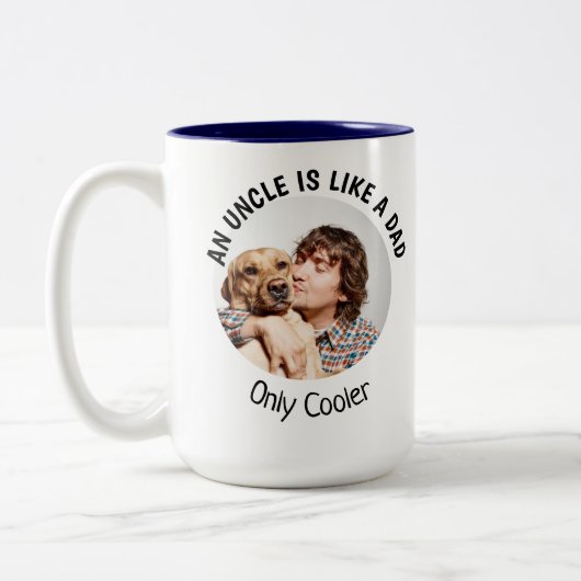 叔父はパパのようなものだ…犬のカスタム写真 ツートーンマグカップ (左)