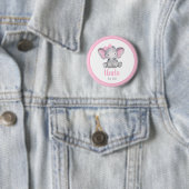 叔父はピンク象の女の子の赤ちゃんシャワー 缶バッジ (インサイチュ)