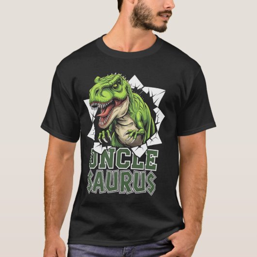 叔父サウルス おもしろティラノサウルス 甥っ子 おじ ギフト Tシャツ (正面)