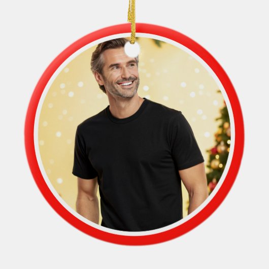 叔父パーソナライズされたの写真クリスマスツリー セラミックオーナメント (裏面)