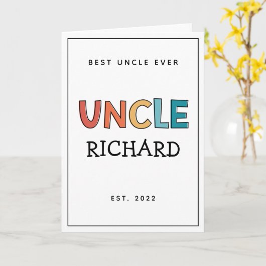 叔父パーソナライズされたレトロギフト最高のおじさん今まで可愛い カード (黄色い花)