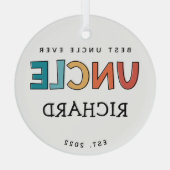 叔父パーソナライズされたレトロギフト最高のおじさん今まで可愛い ガラスオーナメント (裏面)