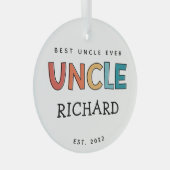 叔父パーソナライズされたレトロギフト最高のおじさん今まで可愛い ガラスオーナメント (正面右)