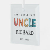 叔父パーソナライズされたレトロギフト最高のおじさん今まで可愛い ガラスオーナメント (正面左)