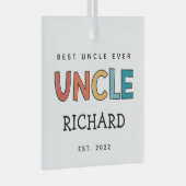 叔父パーソナライズされたレトロギフト最高のおじさん今まで可愛い ガラスオーナメント (正面右)