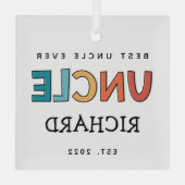 叔父パーソナライズされたレトロギフト最高のおじさん今まで可愛い ガラスオーナメント (裏面)