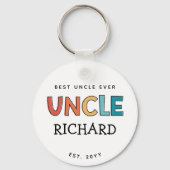 叔父パーソナライズされたレトロギフト最高のおじさん今まで可愛い キーホルダー (正面)