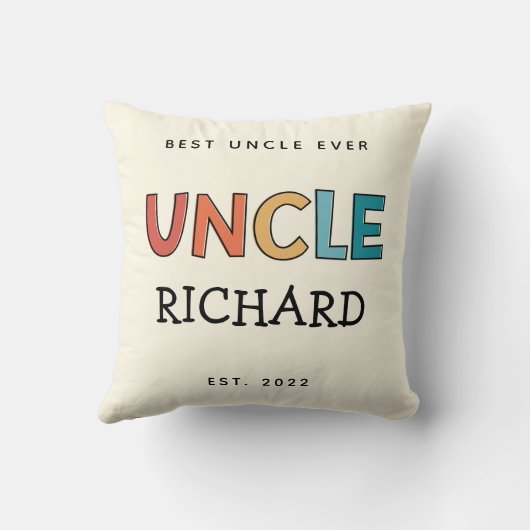叔父パーソナライズされたレトロギフト最高のおじさん今まで可愛い クッション (裏面)