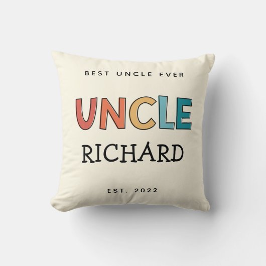 叔父パーソナライズされたレトロギフト最高のおじさん今まで可愛い クッション (正面)