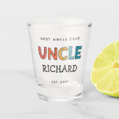 叔父パーソナライズされたレトロギフト最高のおじさん今まで可愛い ショットグラス (正面)