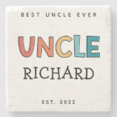 叔父パーソナライズされたレトロギフト最高のおじさん今まで可愛い ストーンコースター (正面)