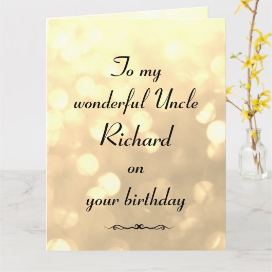 叔父パーソナライズされた誕生日 カード (黄色い花)